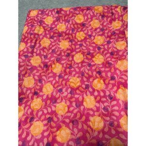 Pink & Orange Floral Cotton Fabric 1 yard x 28" Sewing